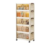 Stackable Storage Containers with Wheels,5 Tier Collapsible Plastic Storage Containers,Large Foldable Storages Drawers and Organization for Kitchen, Office, Home(55 * 24 * 117cm)