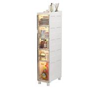 stackable storage drawers 18cm(W) Storage Drawer Units Narrow Storage Cabinet, Standing Shelf Units for Bathroom Bedroom Office Kitchen Living Room, Plastic 5-Drawer Storage Cart on Wheels
