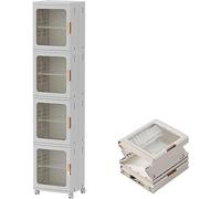 stackable storage drawers Plastic Storage Bins Organizer 2/3/4 Tier, Stackable Storage Bins, Stackable Storage Bins with Open Front Door, Storage Bins with wheels, for Bedroom Living Room