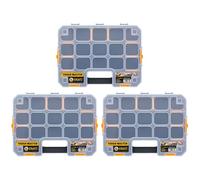 Stackable Storage Organiser 17" Inch With Transparent Lid 15 Adjustable Compartments Lightweight Portable Toolbox For Screws Nuts Tools Small Parts TOUGH MASTER (Pack of 3)