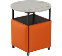 Stackable Storage Stool - 5-in-1 Seating Cube Organizer with Waterproof Slate Tabletop and Vientiane Wheels - Creative Vanity Stool for Home and Office Use
