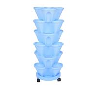 Stackable Strawberry Planter Six Tier Plastic Flower Pots Tier Vertical Garden Planter with Wheels Indoor Outdoor for Strawberries Herbe Vegetables Flowers,008