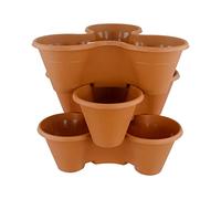 Stackable Strawberry Planter - Tiered Vertical Garden Pots for Herbs, Flowers & Vegetables - Space-Saving Planter for Patio, Balcony & Garden - Indoor & Outdoor | Terracotta, 3-Tier