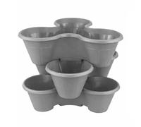 Stackable Strawberry Planter - Tiered Vertical Garden Pots for Herbs, Flowers & Vegetables - Space-Saving Planter for Patio, Balcony & Garden - Indoor & Outdoor | 1, 3 or 6-Tier (3x Grey)