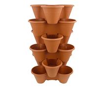 Stackable Strawberry Planter - Tiered Vertical Garden Pots for Herbs, Flowers & Vegetables - Space-Saving Planter for Patio, Balcony & Garden - Indoor & Outdoor | Terracotta, 6-Tier