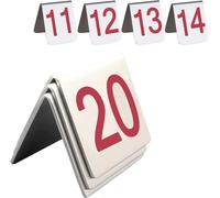 Stackable Table Number Cards Double-Sided, 1-10/20 Stainless Steel Table Signs, Rust And Wear Resistants, Place Cards Tent Style 7.5x6x6.5cm, Not Easily Deformed(Red,7.5x6x6.5cm(1-20))