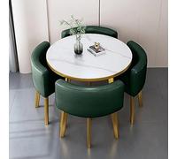 Stackable Table Set with 4 Chairs - Round Reception Table and Chairs for Negotiation, Meetings, and Small Spaces - Modern Space-Saving Dining Furniture