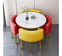 Stackable Table Set with 4 Chairs - Round Reception Table and Chairs for Negotiation, Meetings, and Small Spaces - Modern Space-Saving Dining Furniture