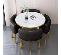 Stackable Table Set with 4 Chairs - Round Reception Table and Chairs for Negotiation, Meetings, and Small Spaces - Modern Space-Saving Dining Furniture