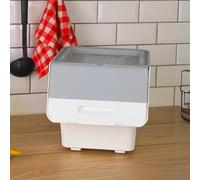 Stackable Toy Storage Box on Wheels with Front Lid, Plastic Organisation Boxes for Toys Snacks Clothes, Multi-Purpose Tower Organisers for Kitchen, Bathroom, and Bedroom (White-Grey, 3x12 Litre)