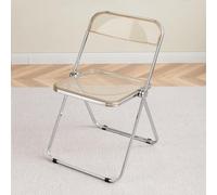 Stackable Transparent Acrylic Folding Chairs Metal Frame Dining & Kitchen Stools Portable Event Seating for Banquets Conferences Parties - Amber Platinum