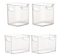 Stackable Transparent PET Storage Bins for Refrigerator and Pantry Use Designed for Efficient Food Organization and Space Saving Storage (2S+2L)