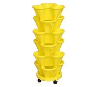 Stackable Vertical Flower Tower Outdoor Multi-Layer Plant Pots Smart Garden Planters for Strawberries Vegetables & Herbs Four-Petal Yellow Design