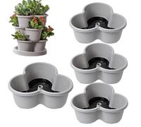 Stackable Vertical Garden - Outdoor Strawberry Pots and Pots | 4 Tier Garden Towers for Vegetables | Gardening Gardening with Tray and Wheels Fle