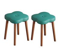 Stackable wooden dining chairs, set of 2, modern kitchen stools with sturdy wooden legs, leather-covered country-style accent chairs for bedrooms with soft seats (green)