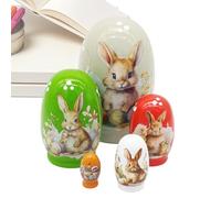 Stackable Wooden Figures, Multilayer Doll Set, Handmade Nesting Statues, Spring Bunny Decoration, Festive Home Accents, Seasonal Holiday Decoration, Decorative Table Decoration for the