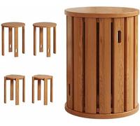Stackable Wooden Stools, Round Bar Stool, Portable Dining Chair, Versatile Side Table for Living Room, Nightstand, Coffee Table