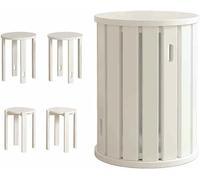 Stackable Wooden Stools, Round Bar Stool, Portable Dining Chair, Versatile Side Table for Living Room, Nightstand, Coffee Table