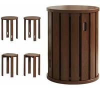 Stackable Wooden Stools, Round Bar Stool, Portable Dining Chair, Versatile Side Table for Living Room, Nightstand, Coffee Table