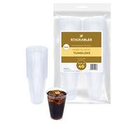 STACKABLES ~ 40 Pack 14oz Hard Plastic Tumbler ~ Clear Party Glasses ~ Multi Purpose Elegant Reusable Cups for Wedding Events Picnic Camping & Outdoor Tumblers