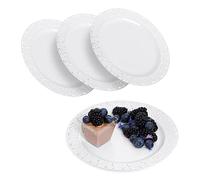 STACKABLES ~ Pack of 20 Hard Plastic Plates ~ White Round Lace Rim Plate ~ Multi-Purpose Reusable Party Plate Set (7.5" Plates)