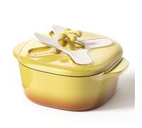 Stackbear 4.7L Enameled Cast Iron Dutch Oven Pot with Lid - Premium Durability & Oven Safe - Casserole Pot With Lid Perfect for Bread Baking, Stews, Braising & Roasting - Bright Yellow
