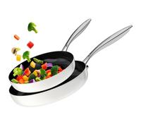 stackbear Ceramic Non Stick Frying Pan Set for Cooking, 26+30cm Tri-Ply Stainless Steel Frying Pan Set, Non Toxic Skillet, PTFE & PFOA Free, Compatible with All Stovetops, Dishwasher & Oven Safe