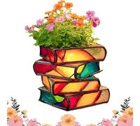 Stacked Books Flower Pot,Unique Books Stack Planter,Resin Boo K Shaped Vase Planter For Flowers,Novelty 3d Colored Acrylic Boo K-Shaped Plante R,Boo K-Shape D Decorative Plante r (A)