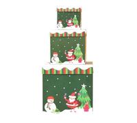 Stacked Christmas Boxes, 3 Pieces, New Year, Santa Claus, Elk, Christmas Tree Boxes, Nesting Packaging with Lids for Winter, Children, New Year Party, Festive Storage