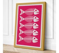 Stacked Fish Skeletons Canvas Wall Art Print 24x16 Inch (61 x 41 cm)
