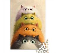 Stacked Fluffy Cats Digital Art 1000 Piece Jigsaw Puzzle for Adults, 52x38cm/1000pcs, Relaxing Screen-Free Hobby, Focused Puzzle Time And Quiet Weekends
