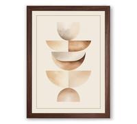 Stacked Forms in Cream Minimalist Framed Wall Art Print A4 (29.7×21cm) Walnut, Wall Decor for Living Room, Bedroom, Office & Home, Ready to Hang, Art Gift