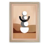 Stacked Forms in Sand Minimalist Framed Wall Art Print A1 (84.1×59.4cm) Oak, Wall Decor for Living Room, Bedroom, Office & Home, Ready to Hang, Art Gift