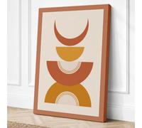 Stacked Geometry Mid-Century Canvas Wall Art Print 30x20 Inch (76 x 51 cm)