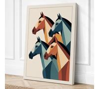 Stacked Horse Heads Geometric Canvas Wall Art Print 30x20 Inch (76 x 51 cm)