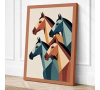 Stacked Horse Heads Geometric Canvas Wall Art Print 30x20 Inch (76 x 51 cm)