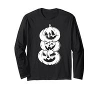 Stacked Jack O Lanterns Halloween Trio Spooky Long Sleeve T-Shirt