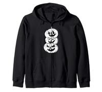 Stacked Jack O Lanterns Halloween Trio Spooky Zip Hoodie