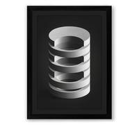 Stacked Metal Rings Industrial Framed Wall Art Print A1 (84.1×59.4cm) Black, Wall Decor for Living Room, Bedroom, Office & Home, Ready to Hang, Art Gift