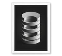 Stacked Metal Rings Industrial Framed Wall Art Print A2 (59.4×42cm) White, Wall Decor for Living Room, Bedroom, Office & Home, Ready to Hang, Art Gift