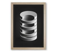 Stacked Metal Rings Industrial Framed Wall Art Print A4 (29.7×21cm) Oak, Wall Decor for Living Room, Bedroom, Office & Home, Ready to Hang, Art Gift