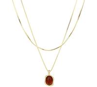 Stacked Necklaces For Women With Gold Eye Pendant, Cuban Link Chain, Double Layer Layout, Nickel-Less, Suited For Presents, Copper Alloy Plus Gemstone