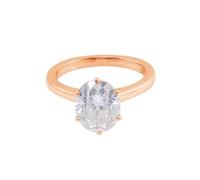 Stacked Rings, Rose Gold Statement Ring 9K Simple Solitaire 4 Claw with Oval Champagne Moissanite 3ct Size Q 1/2