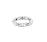 Stacked Rings, Silver Rings Boho Rectangle and Flower with Moissanite 14K White Gold Size X 1/2