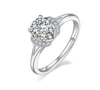 Stacked Rings, The Wedding Ring Round 4 Prongs with 1ct Moissanite 9K White Gold Size H 1/2