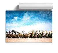 Stacked Rowing Boats on the Beach Design | Unframed Wall Art Print | Ready to Frame Poster | Modern Home Decor Picture | Artwork for Living Room, Bedroom, Kitchen or Office | A3 (29.7x42 cm)