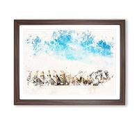 Stacked Rowing Boats On The Beach Watercolour Modern Framed Print | A3 Walnut Framed Wall Art | Ready to Hang | Modern Beach Picture | Living Room Bedroom Lounge Office