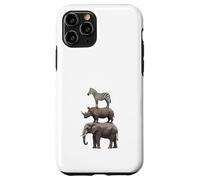 Stacked Safari Animals Elephant Rhino Zebra Funny Wildlife Case for iPhone 11 Pro