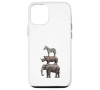 Stacked Safari Animals Elephant Rhino Zebra Funny Wildlife Case for iPhone 12/12 Pro