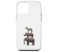 Stacked Safari Animals Elephant Rhino Zebra Funny Wildlife Case for iPhone 12 mini